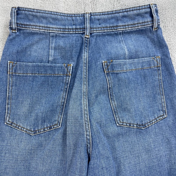 Free People Jeans Women 28 Blue Just Float On Flare High Rise Raw Hem - Picture 7 of 16